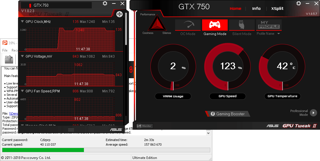 Passcovery programs support acceleration on NVIDIA, AMD and Intel graphics cards